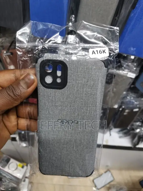 Oppo A16k Gray Fabric Jeans Texture Camera Protection Case