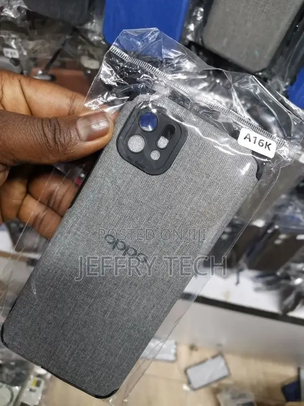 Oppo A16k Gray Fabric Jeans Texture Camera Protection Case