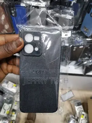 Oppo Reno 7 4g Cover - Black Jeans Fabric Texture