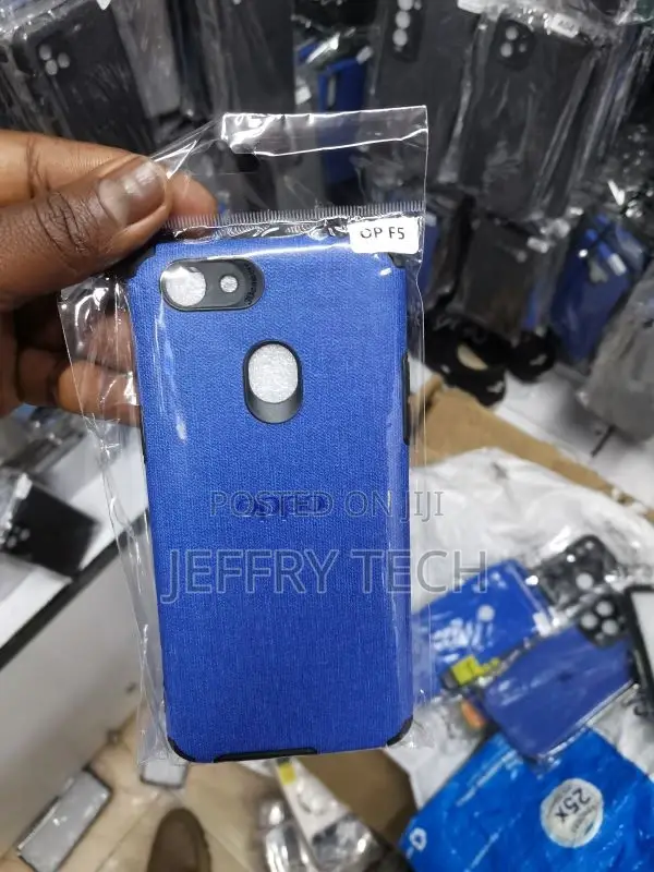 Oppo F5 Cover - Blue - Luxury Fabric Jeans Texture