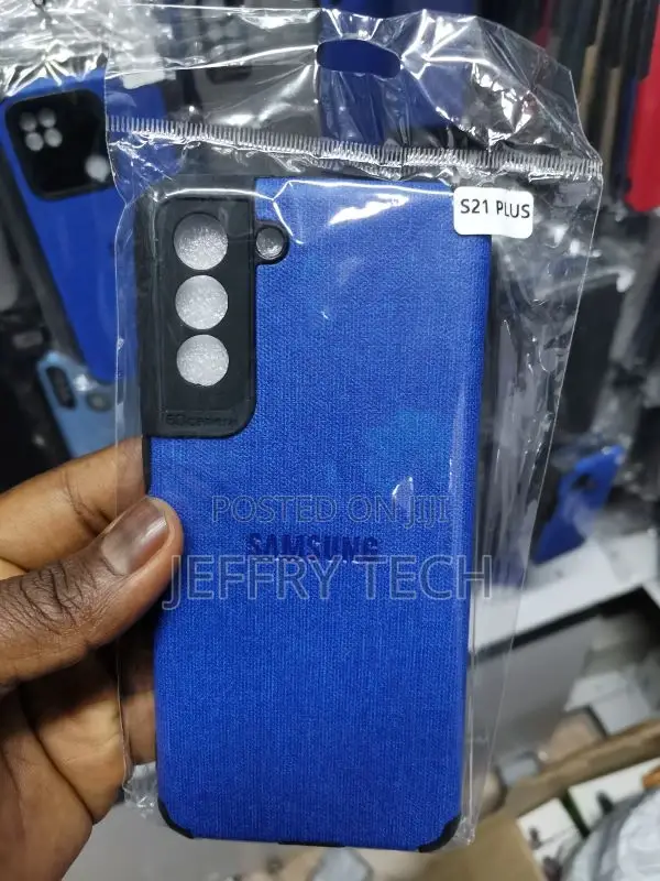 Samsung S21 Plus Cover - Blue - Luxury Fabric Jeans Texture