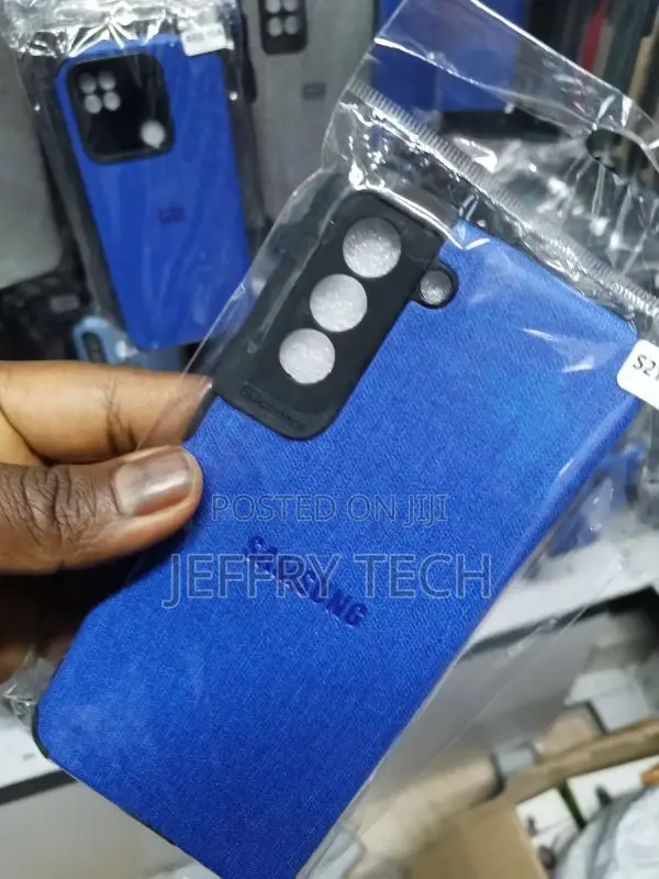 Samsung S21 Plus Cover - Blue - Luxury Fabric Jeans Texture