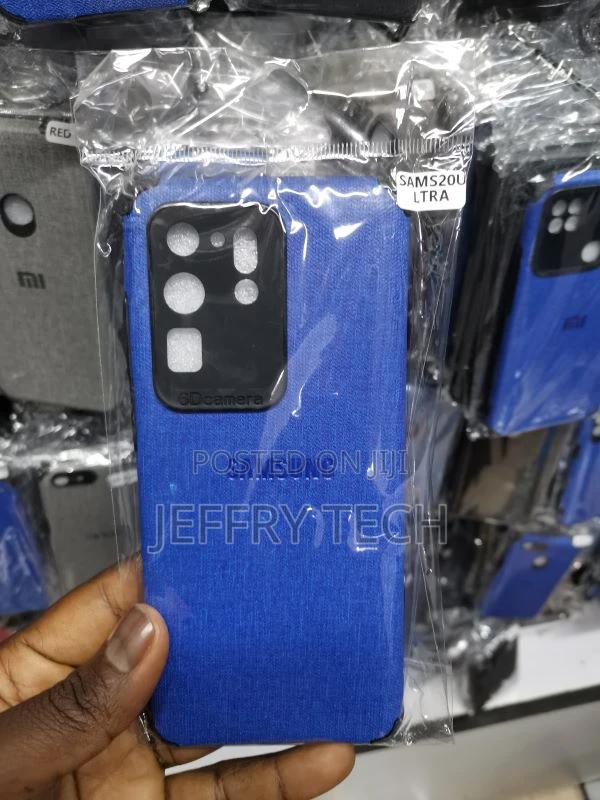 Samsung S20 Ultra Cover - Blue - Luxury Fabric Jeans Texture