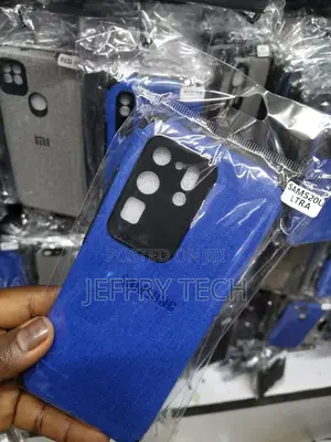 Samsung S20 Ultra Cover - Blue - Luxury Fabric Jeans Texture