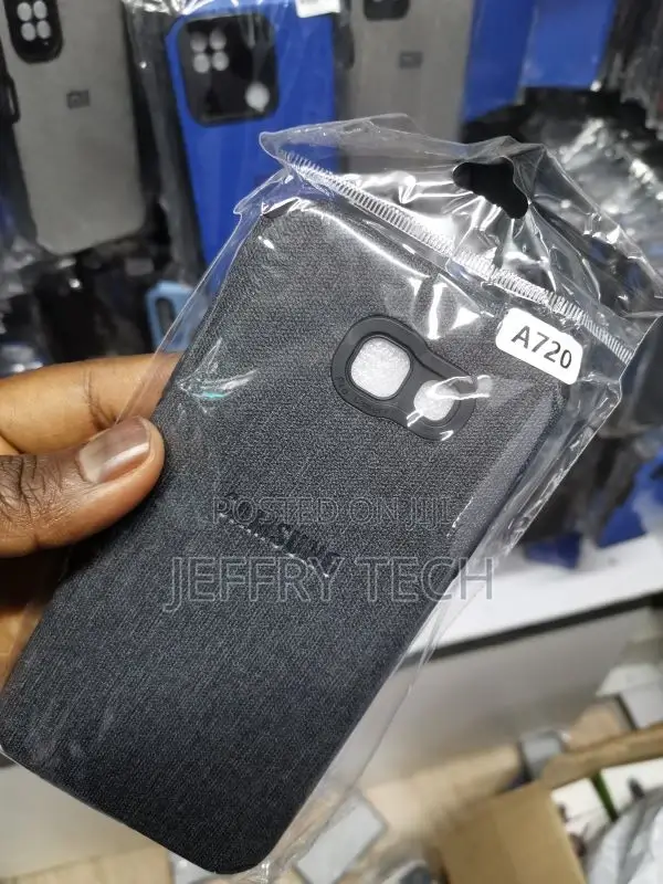 Samsung Galaxy A7 Cover - Gray - Luxury Fabric Jeans Texture