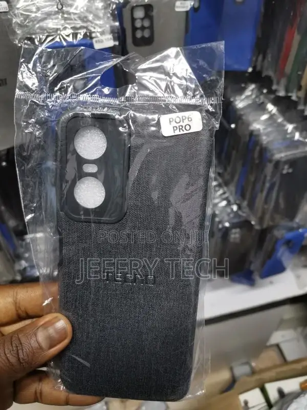 Tecno Pop 6pro Black Jeans Texture Camera Protection Case