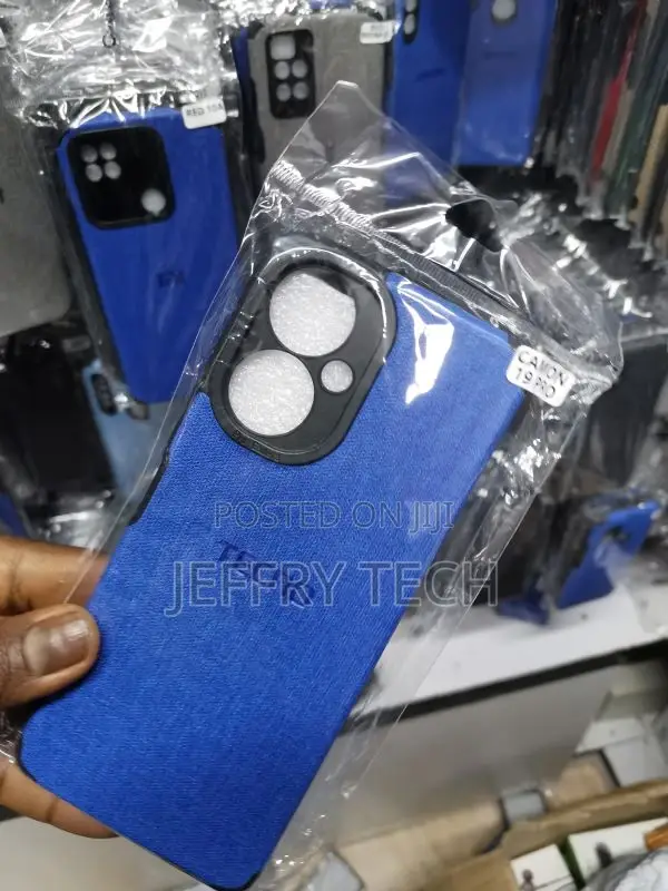 Camon 19 Pro Cover Blue New Jeans Fabric Texture Leather So
