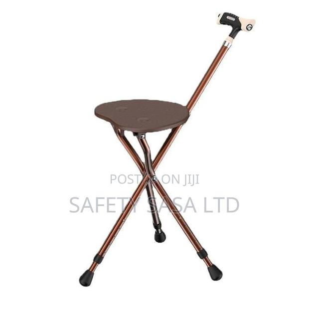 Aluminum Folding Adjustable Three-Legged Chair With Stool - thumbnail 2