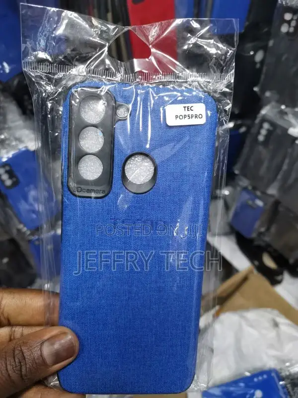 Tecno Pop 5 Pro Fabric Jeans Texture Camera Protection Case