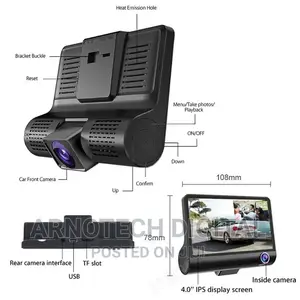 3 Cameras 4 Inch 3 Lens Car DVR