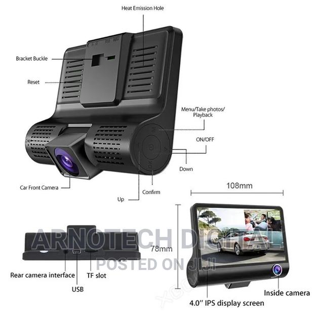 3 Cameras 4 Inch 3 Lens Car DVR - thumbnail 2