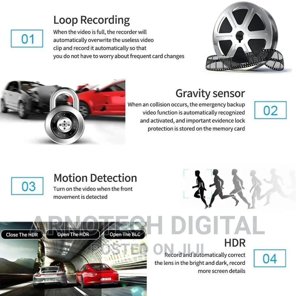 3 Cameras 4 Inch 3 Lens Car DVR