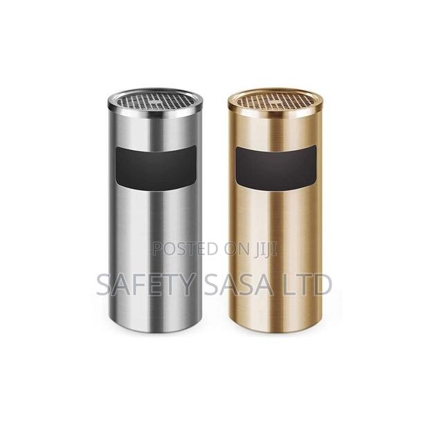 Kitchen Trash Cans Stainless Steel Round With Ashtray Waste - thumbnail 2