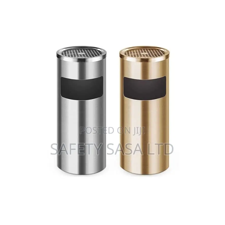 Kitchen Trash Cans Stainless Steel Round With Ashtray Waste