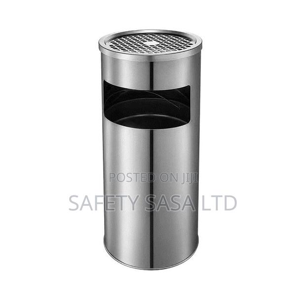 Kitchen Trash Cans Stainless Steel Round With Ashtray Waste - thumbnail 3