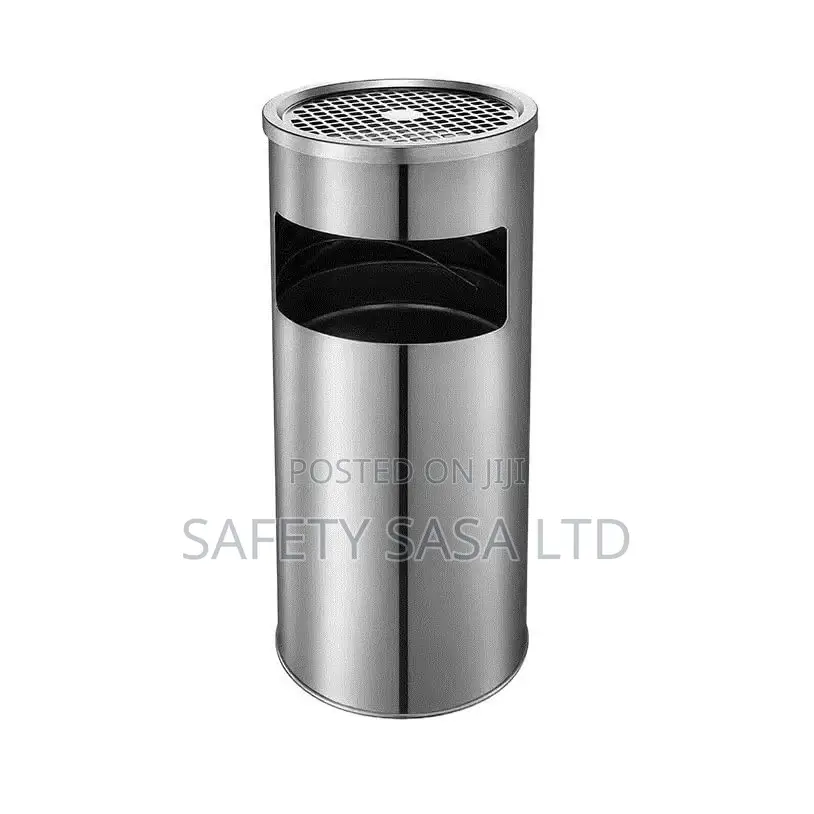 Kitchen Trash Cans Stainless Steel Round With Ashtray Waste