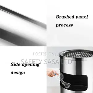 Kitchen Trash Cans Stainless Steel Round With Ashtray Waste