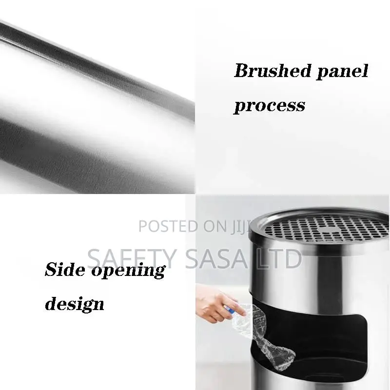 Kitchen Trash Cans Stainless Steel Round With Ashtray Waste