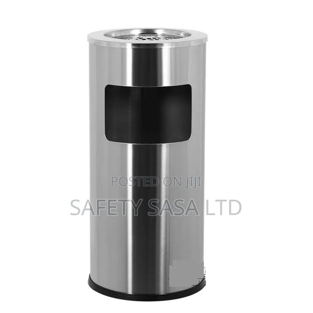 Kitchen Trash Cans Stainless Steel Round With Ashtray Waste