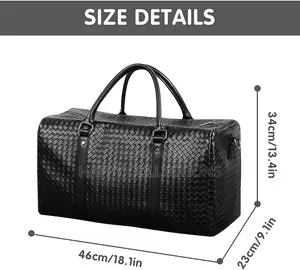 Woven Leather Travel Weekend Overnight Duffel Bag