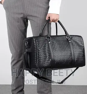 Woven Leather Travel Weekend Overnight Duffel Bag