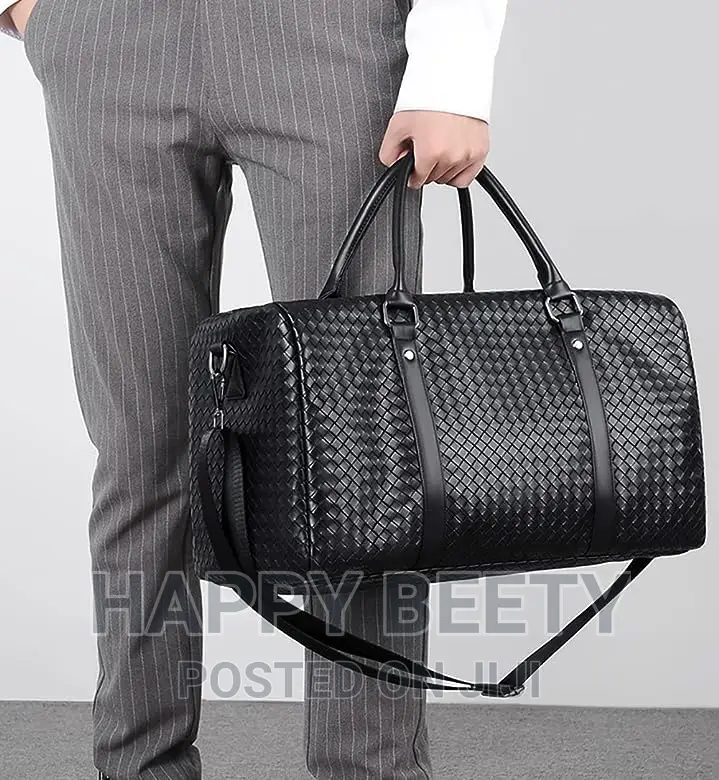 Woven Leather Travel Weekend Overnight Duffel Bag