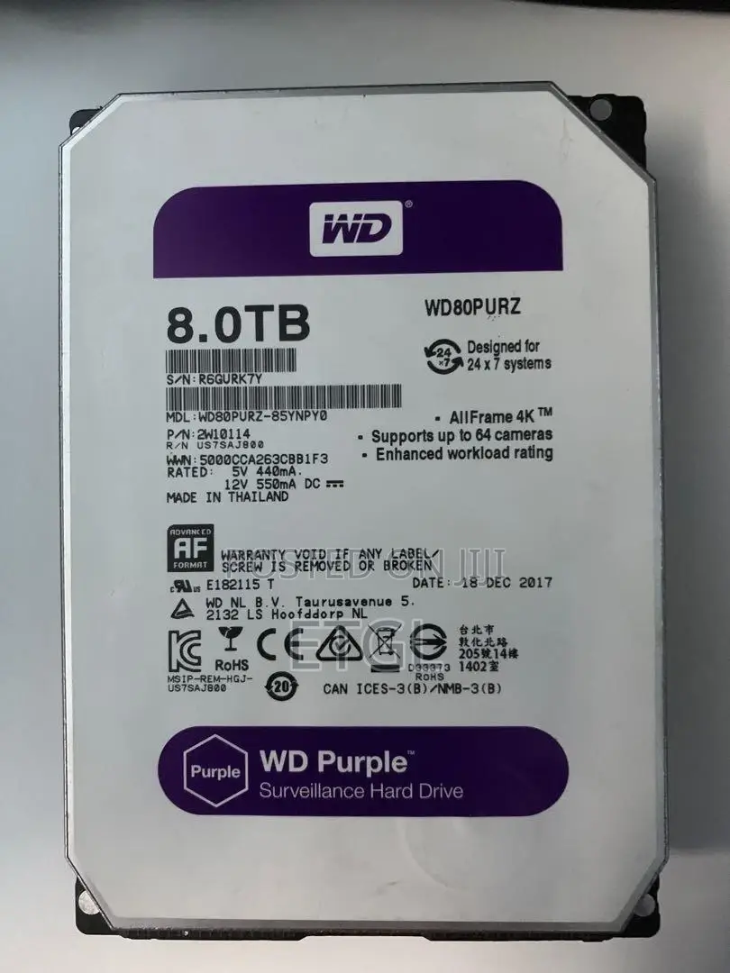 Wd Purple Surveillance Hard Drive - 8tb,