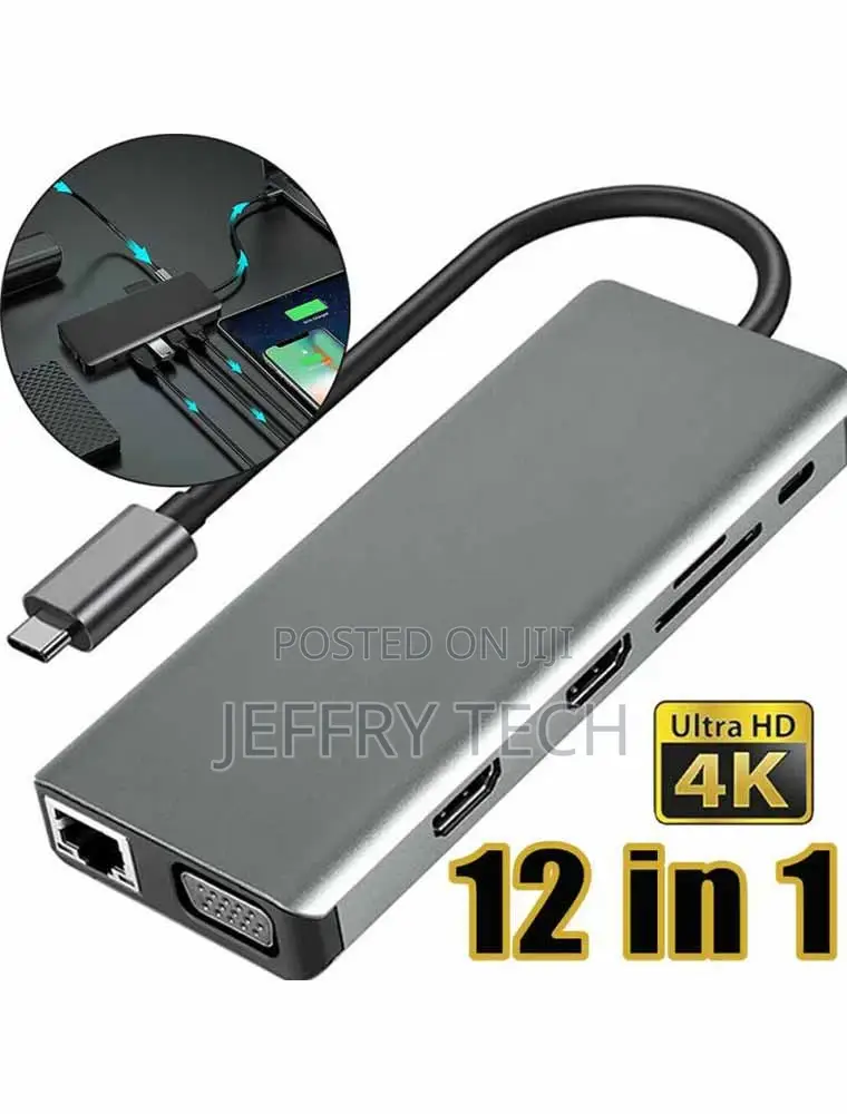 12 in 1 USB C Hub to Type C USB 3.0 USB 2.0 HDMI VGA TF S