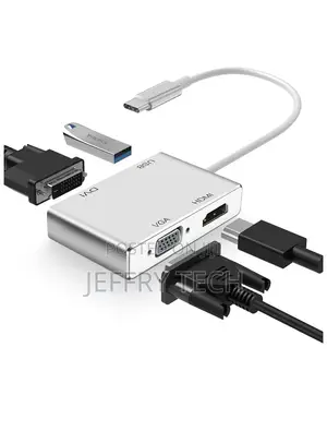 Multiport 4-in-1 USB Type-C to VGA/DVI/HDMI/USB Port Adapter