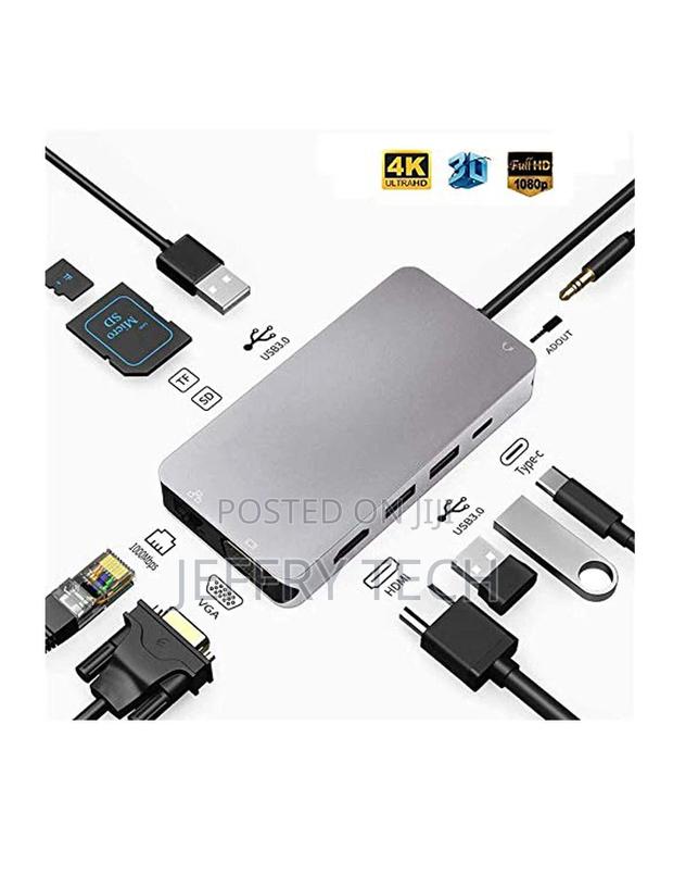 10 in 1 USB C Hub Adapter, Dongle Type C Aluminum Hub Adapte