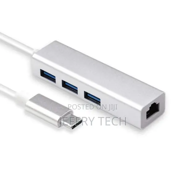 USB 3.1 Type C to 3 Ports USB 2.0 Hub With Ethernet Network