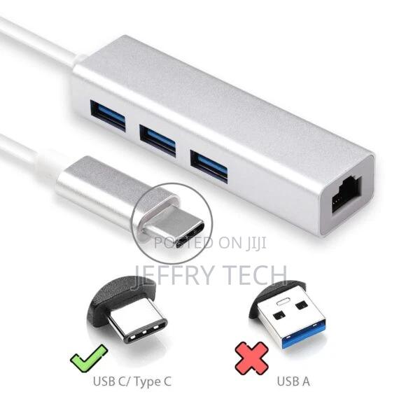 USB 3.1 Type C to 3 Ports USB 2.0 Hub With Ethernet Network - thumbnail 4
