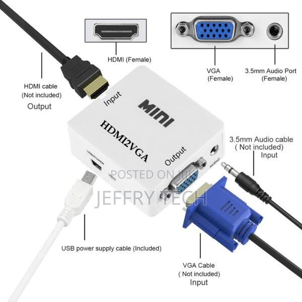 Microware Mini HDMI to VGA Cables Adapter Converter Cable Co