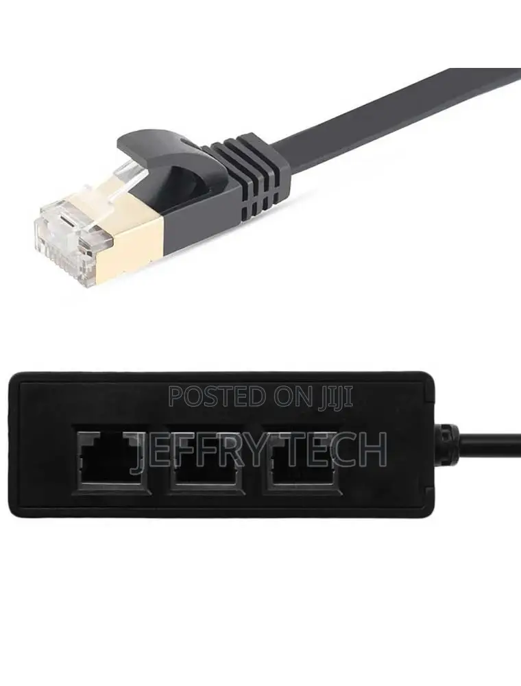 RJ45 Splitter Adapter, RJ45 1 Male to 3 Female Ports Socket