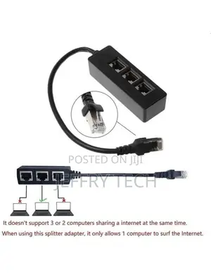 RJ45 Splitter Adapter, RJ45 1 Male to 3 Female Ports Socket
