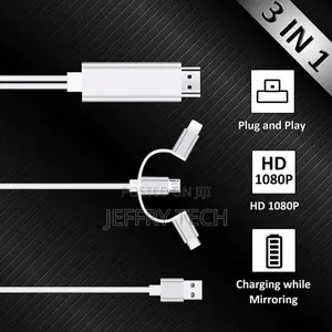 3-in-1 Lighting/Type-C/Micro USB to HDMI Cable for IOS and A