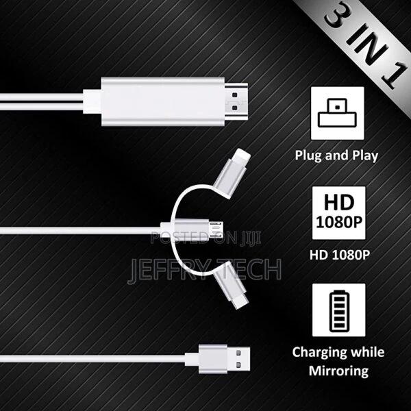 3-in-1 Lighting/Type-C/Micro USB to HDMI Cable for IOS and A - thumbnail 6