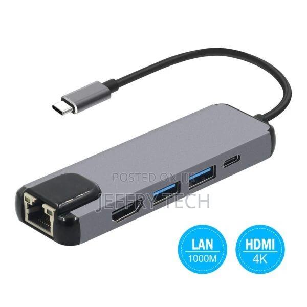 5 in 1 USB C Hub HDMI Gigabit Ethernet Adapter for Macbook P