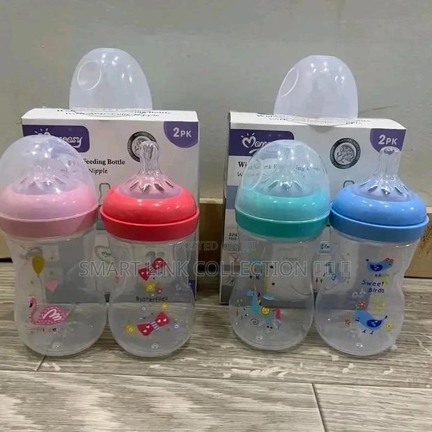 Momeasy 2 Piece Anti Colic Wide Neck Feeding Bottle Set