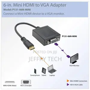 Mini HDMI Male to VGA Female Audio/Video Converter Adapter