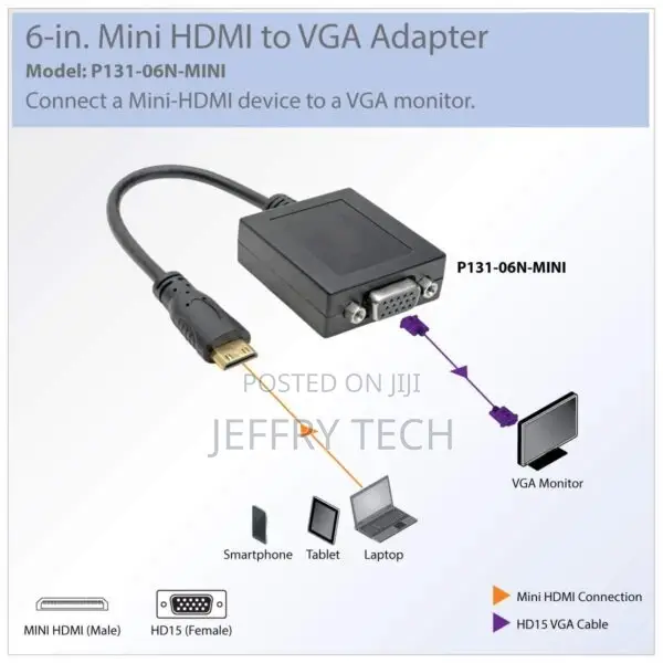 Mini HDMI Male to VGA Female Audio/Video Converter Adapter