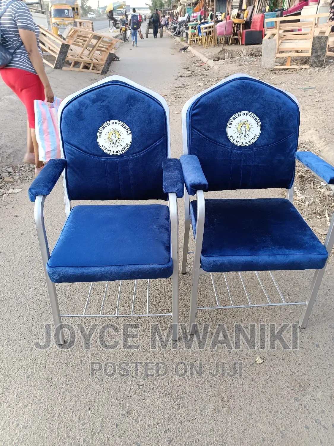 Church Chair With Armrest and Logo.