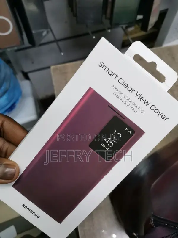 Galaxy S22 Ultra Smart Clear View Cover - Red Wine