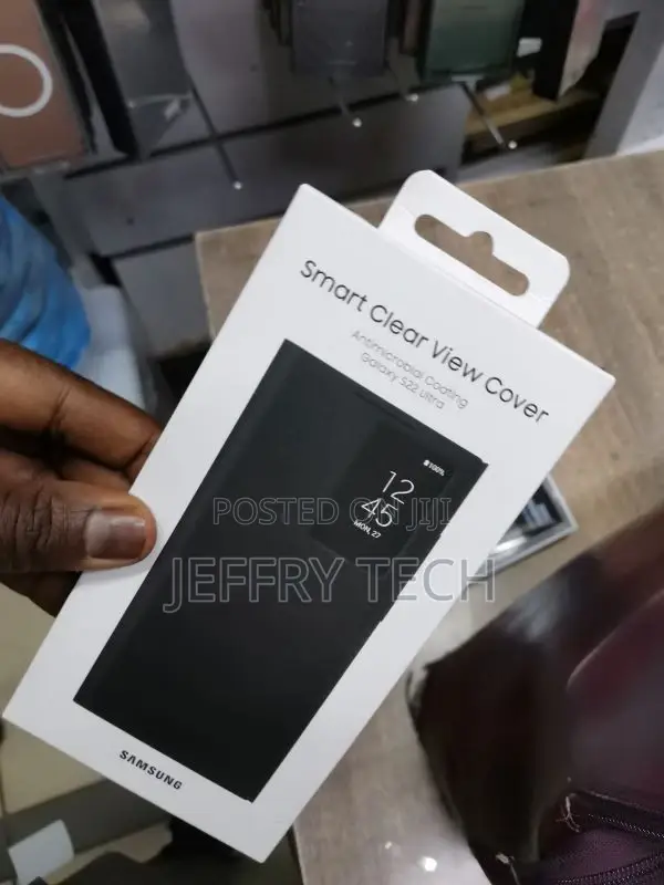 Smart View Mirror Flip Case for Samsung Galaxy S22 Ultra BLK