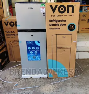 Von VART-19DHS Double Door Fridge 136L - Silver