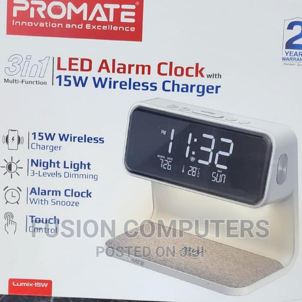 Promate Digital Multi-Function LED Alarm Clock 15W Charger - thumbnail 2