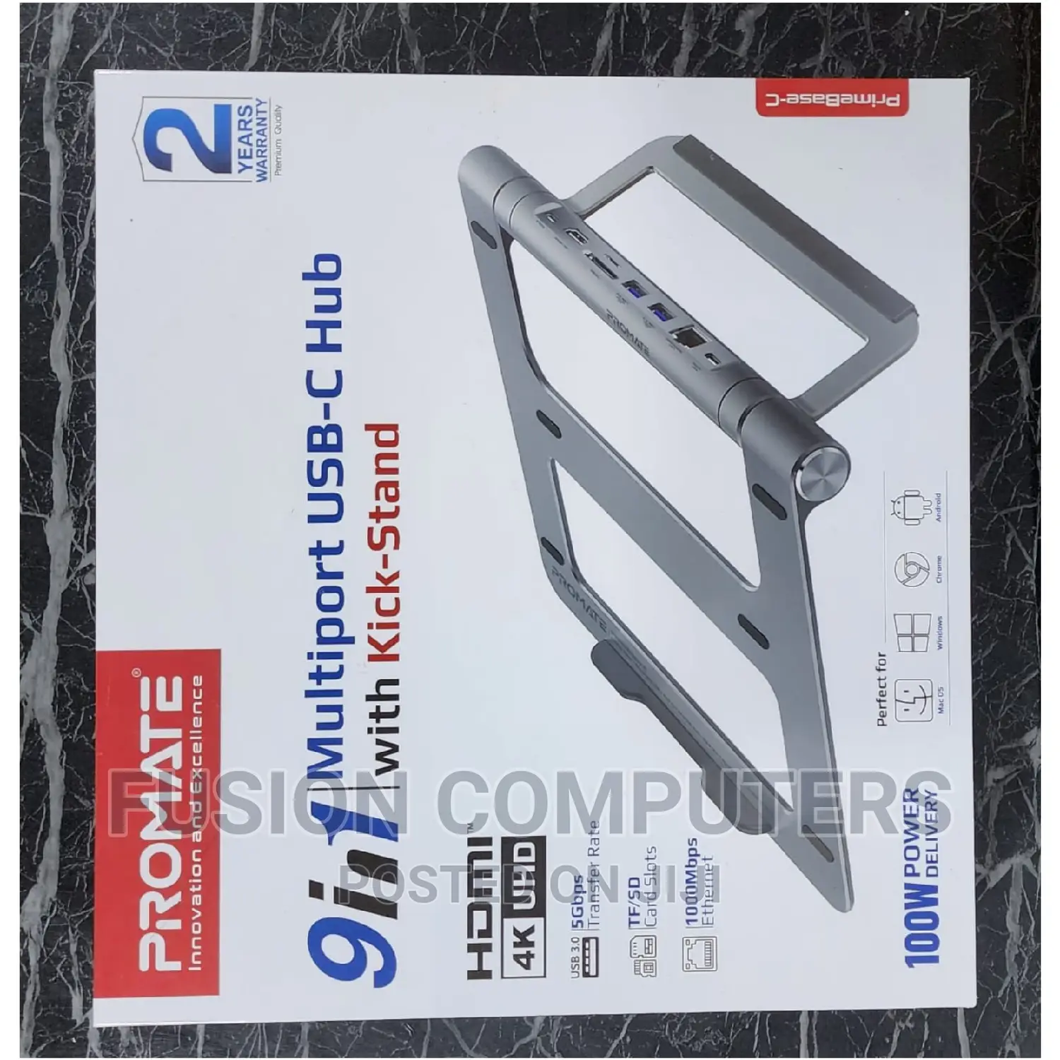 Promate Laptop Stand With 9 in 1 Multiport Usb-C Hub