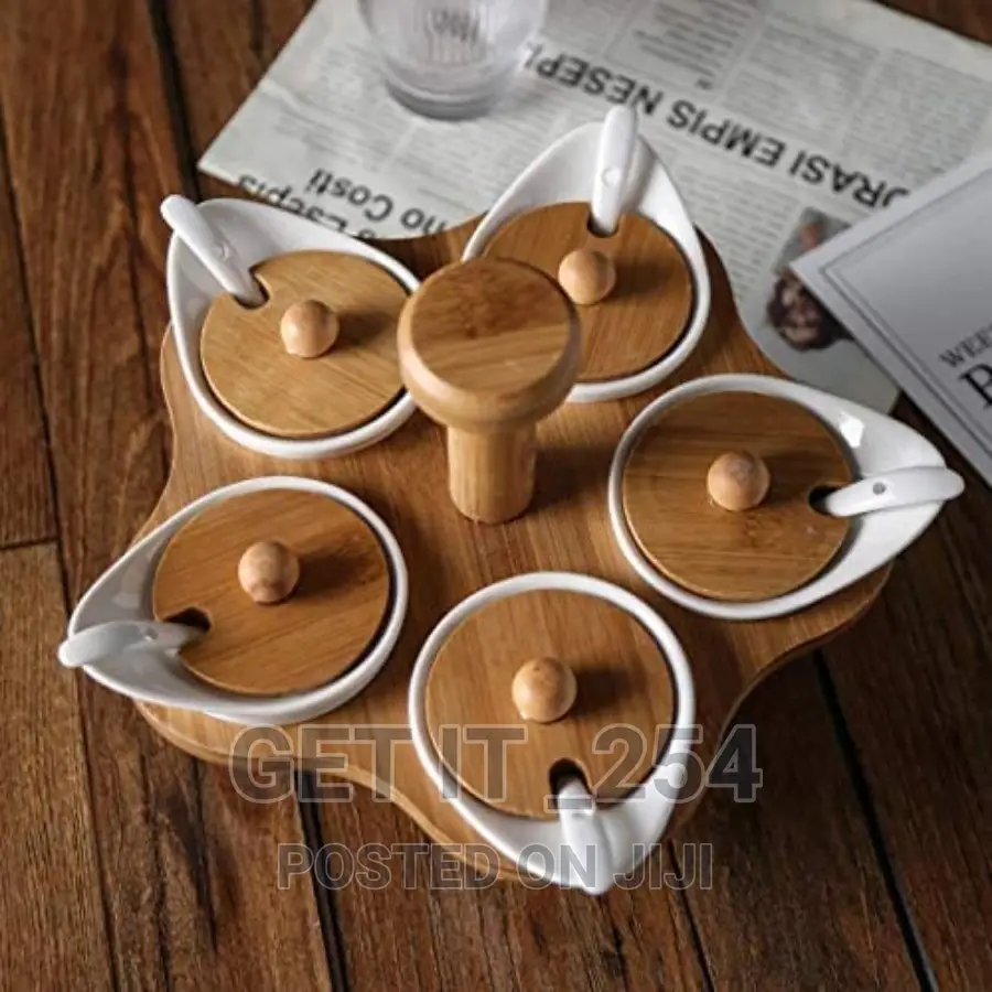 *5pcs Set Cruets With Rotary Base White Plain for Spices