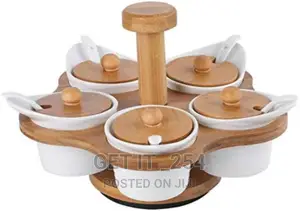 *5pcs Set Cruets With Rotary Base White Plain for Spices