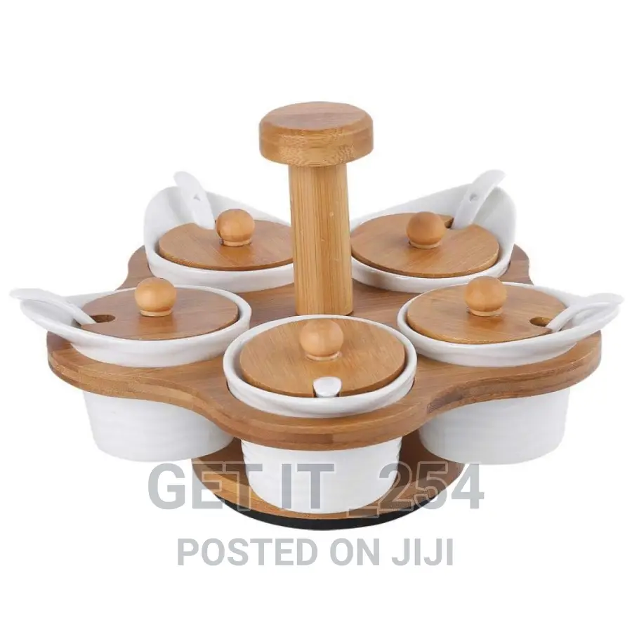 *5pcs Set Cruets With Rotary Base White Plain for Spices